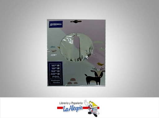 [721456868258] GLOBO FOIL 32'' NUMERO 0 PLATEADO UND MARCA SUPPLIES   