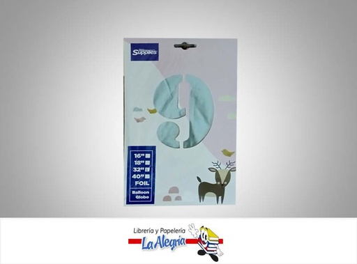 [721456868340] GLOBO FOIL 32'' NUMERO 9 PLATEADO UND MARCA SUPPLIES   