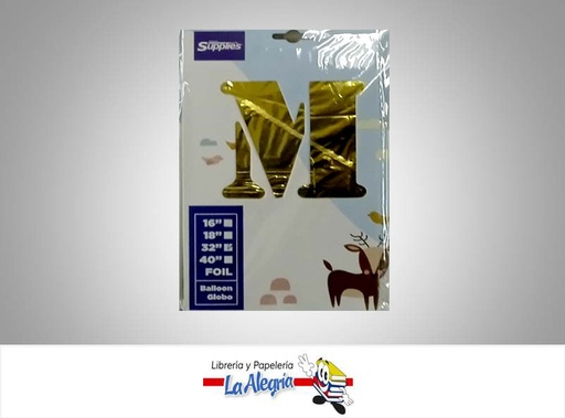 [721456868562] GLOBO FOIL 16'' LETRA M DORADO UND MARCA SUPPLIES   