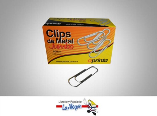 [736211548887] CLIP 50MM JUMBO PLATEADO CAJA 100UND MARCA PRINTA