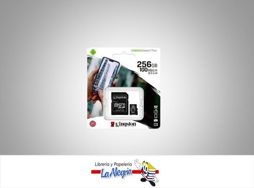 [740617298710] MEMORIA MICRO 100 MB/S 256GB CON ADAPTADOR MARCA KINGSTON