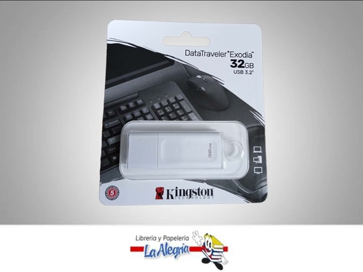 [740617314335] PENDRIVE USB 32GB 3.2 BLANCO EXODIA MARCA KINGSTON   