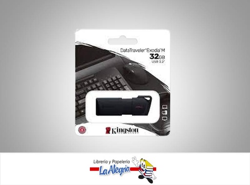 [740617326185] PENDRIVE USB 32GB 3.2 NEGRO EXODIA MARCA KINGSTON   