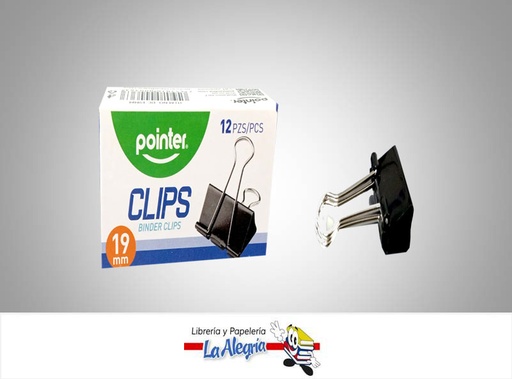 [7453010000363] BINDER CLIP19MM 12 UND BXDC-19MM-B MARCA POINTER