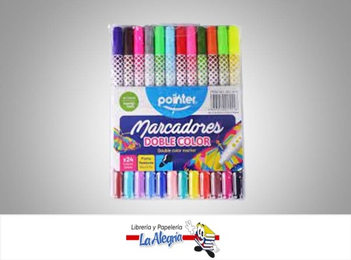 [7453010015558] MARCADOR DOBLE PUNTA REDONDA WC-818; 24 COLORES MARCA POINTER