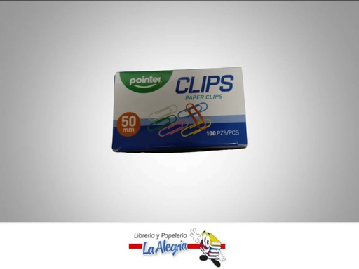 [7453010038168] CLIP COLORES PC50MM100B;  50MM 100 UND MARCA POINTER