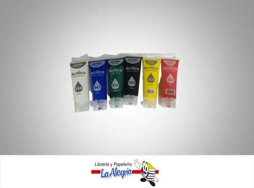 [7453010061159] PINTURA ACRILICA AC75; 75 ML 6 COLORES UND MARCA POINTER