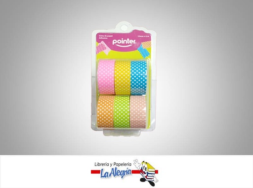 [7453010074937] CINTA WASHI TAPE 15MMX6M ESTAMPADO 6UND MARCA POINTER   