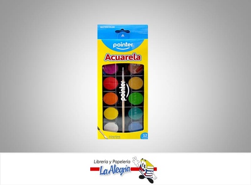[7453010076788] ACUARELA CON PINCEL A2912; 12 COLORES MARCA POINTER