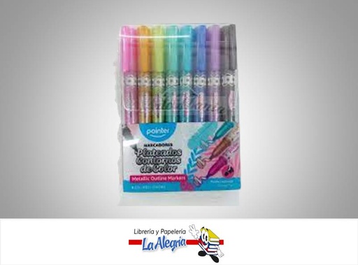 [7453038413428] MARCADOR PUNTA REDONDA METALIZADO SM-1910; 8 COLORES MARCA POINTER