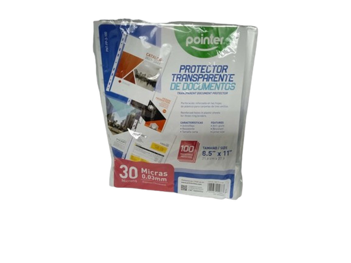[7453038414883] FUNDA PROTECTORA CARTA 30 MICRAS PAQ.100 UND MARCA POINTER