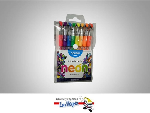 [7453038433907] BOLIGRAFO GEL PUNTA MEDIA NEON GP2210N 0.8MM 8 COLORES MARCA POINTER
