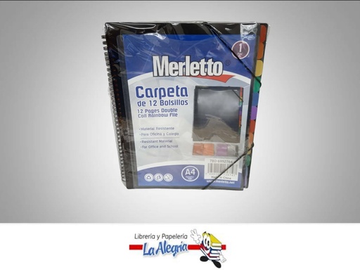 [7450112136747] CARPETA PLASTICA ESPI C/ LIGA 12 BOL A4 MARCA MELETTO   