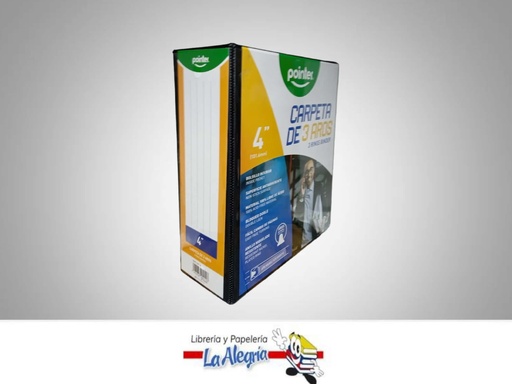 [7453038402118] CARPETA 3 AROS 4'' CARTA NEGRO MARCA POINTER   