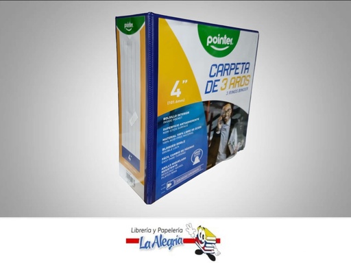 [7453038402712] CARPETA 3 AROS 4'' CARTA AZUL MARCA POINTER   