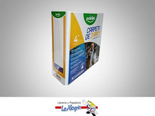 [7453038402736] CARPETA 3 AROS 4'' CARTA BLANCO MARCA POINTER   