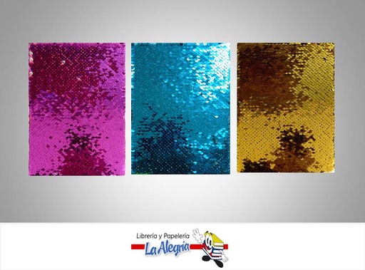 [7453038462136] LIBRETA NOTA EMPASTADA 14X21 CM LENTEJUELAS MARCA S/M