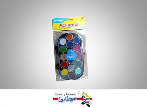 [7453038466288] ACUARELA EN PASTILLA CON PINCEL WC5010; 16 COLORES  MARCA POINTER