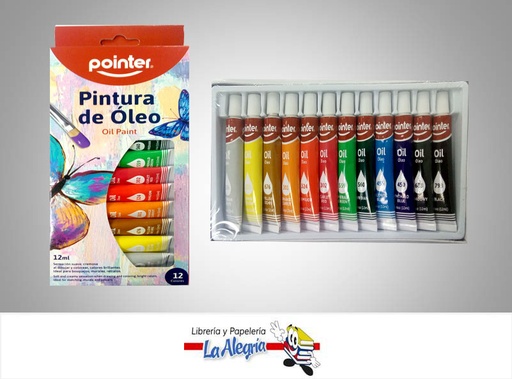 [7453038466356] PINTURA OLEO OP1212B 12ML 12 COLORES  MARCA POINTER