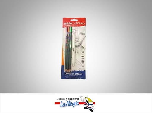 [7453038480710] LAPIZ CARBONCILLO Y DIFUMINADOR SET 4 PZA MARCA POINTER