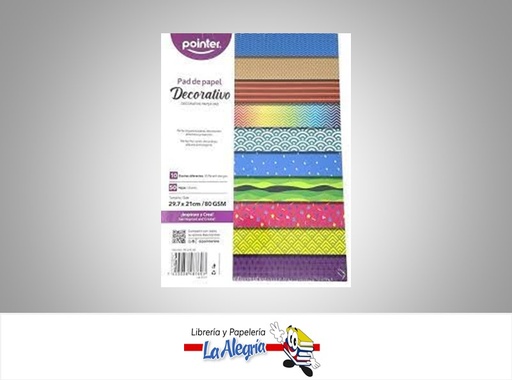 [7453038487603] PAPEL DECORATIVO PP21350; 29.7X21CM 80 GSM 50 HOJAS MARCA POINTER