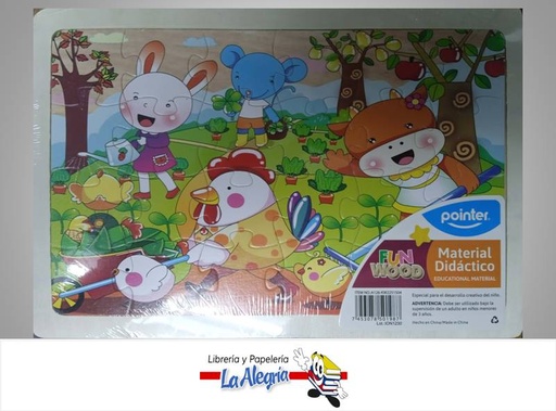 [7453078501987] ROMPECABEZA DIDACTICO ANIMALES 24 PZA KW MARCA POINTER   