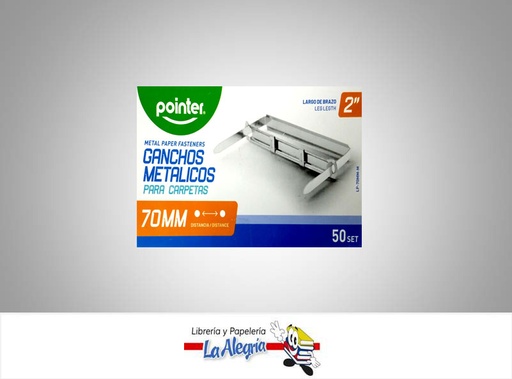 [7453078507880] GANCHO METALICO PARA CARPETA 70MM LP70MMM MARCA POINTER