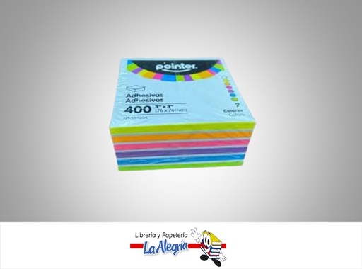 [7453078514697] NOTAS ADHESIVAS NT33400A 76X76MM  400 HOJAS NEON MARCA POINTER