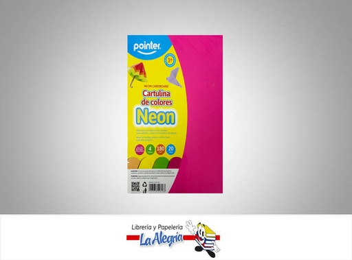 [7453078526188] CARTULINA NEON CT4F20; 20 HOJAS 4 COLORES  MARCA POINTER