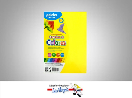 [7453078526218] CARTULINA COLOR SURTIDO 100 HOJAS CT-10-100 MARCA POINTER