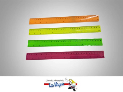 [7453078529974] REGLA PLASTICA NEON 30 CM 4 COLORES UND MARCA POINTER   