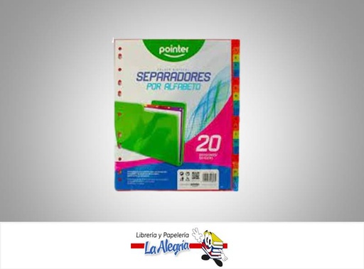 [7453078548272] SEPARADOR PLASTICO FL171020 CARTA ALFABETO 20 DIVISIONES MARCA POINTER