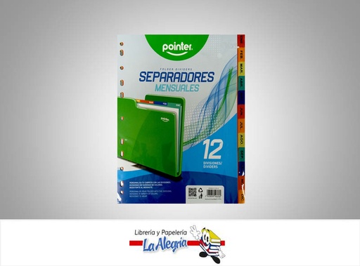 [7453078548289] SEPARADOR PLASTICO CARTA 12 DIVISIONES MESES FL1711 MARCA POINTER