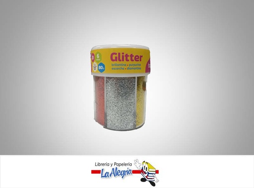 [7453086105962] ESCARCHA METALIZADO 80 GR 6 COLOR  MARCA BAMBARY   