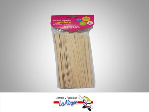 [7453086114759] PALETA MADERA 190X6X1,5MM NATURAL 100UND MARCA BAMBARY