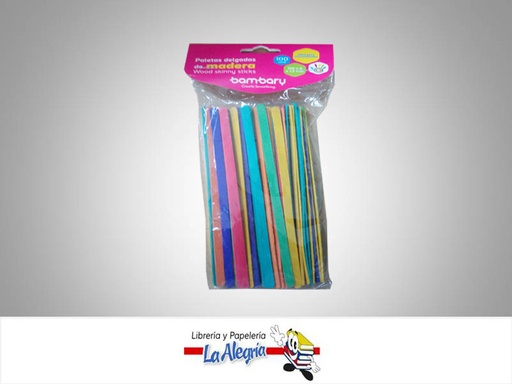 [7453086114766] PALETA MADERA 190X6X1,5MM MULTICOLOR 100UND MARCA BAMBARY
