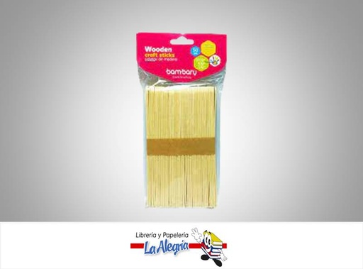 [7453086117187] PALETA MADERA 150X17X1.6MM NATURAL 50UND MARCA BAMBARY