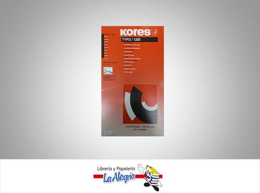 [7501037005608] PAPEL CARBON OFICIO 100 HOJAS NEGRO MARCA KORES