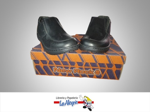 [751T37] ZAPATO CASUAL ESCOLAR TALLA 37 MOCASIN NEGRO MARCA NEW ROCK