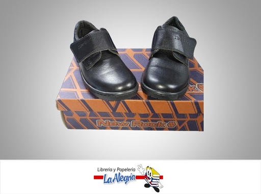 [757T36] ZAPATO CASUAL ESCOLAR TALLA 36 CIERRE MAGICO NEGRO MARCA NEW ROCK