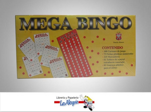 [7590000054156] JUEGO D/MEGA BINGO 100 CARTONES MARCA FAMILY GAMES   
