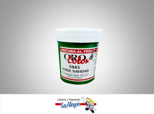 [7590015000766] PINTURA AL FRIO 60CC F045 VERDE NAVIDAD MARCA ORO COLOR   