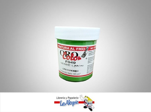 [7590015000803] PINTURA AL FRIO 60CC F049 VERDE LIMON MARCA ORO COLOR   