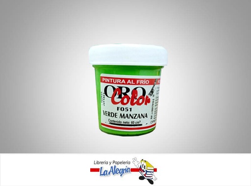 [7590015000827] PINTURA AL FRIO 60CC F051 VERDE MANZANA MARCA ORO COLOR   