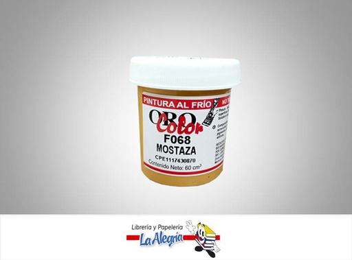 [7590015000995] PINTURA AL FRIO 60CC F068 MOSTAZA MARCA ORO COLOR   