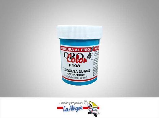 [7590015001329] PINTURA AL FRIO 60CC F108 TURQUESA SUAVE MARCA ORO COLOR   