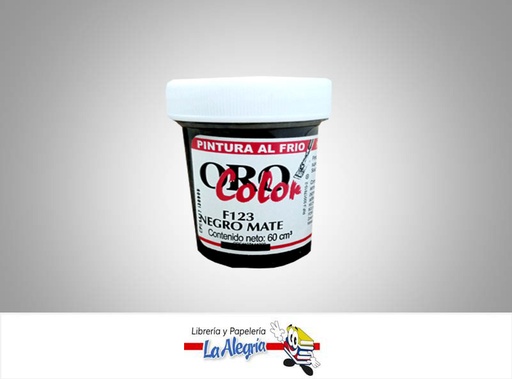 [7590015001398] PINTURA AL FRIO 60CC NEGRO F123 MATE MARCA ORO COLOR
