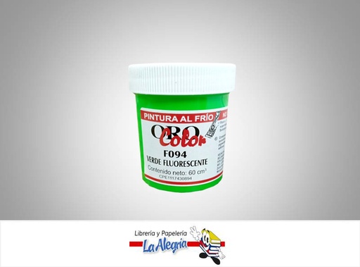 [7590015001527] PINTURA AL FRIO 60CC F094 VERDE FLUORESCENTE MARCA ORO COLOR