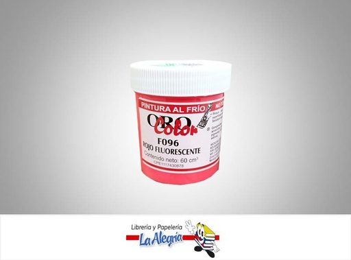 [7590015001534] PINTURA AL FRIO 60CC F096 ROJO FLUORESCENTE MARCA ORO COLOR