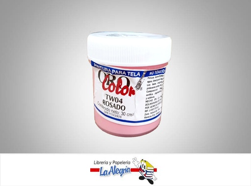 [7590015001664] PINTURA P/TELA TW04 30CC ROSADO MARCA ORO COLOR   